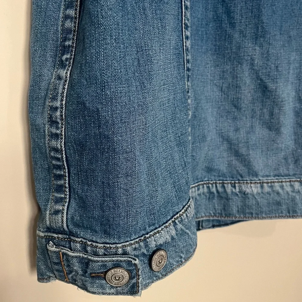 True Religion Blue Denim Turner Jacket Short Sleeve Sz XL NWOT